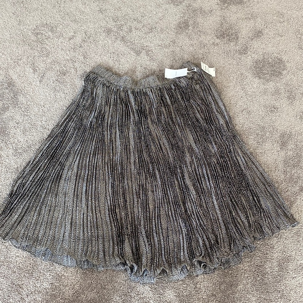 NWT Nordstrom Black Cream Pleated Flare Midi Skirt SIZE XXL